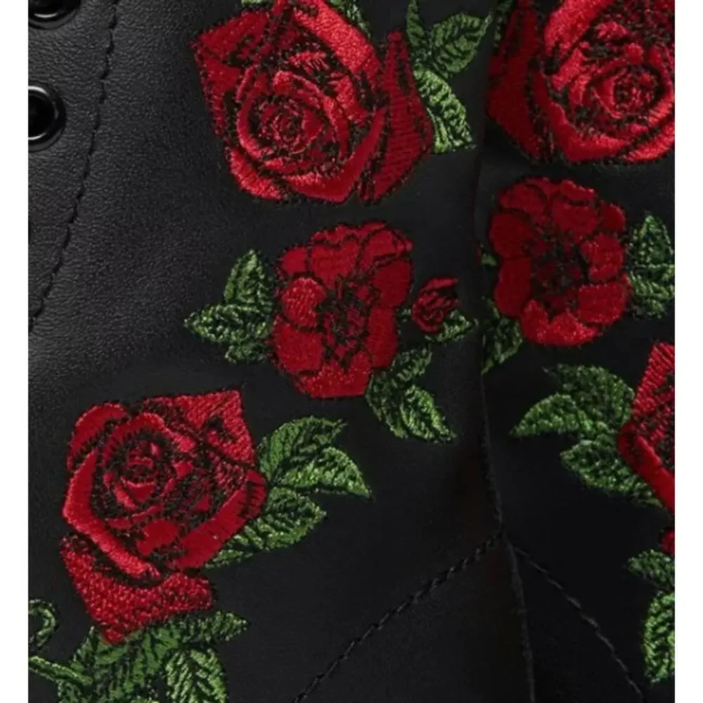 Dr. Doc Martens Air Wait 1460 Vonda Floral Leather Lace Up Boots Wmn 9 Roses New